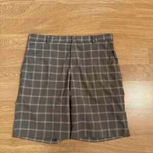 Nike Golf Shorts Men's Size 36 (Act 37) Brown Plaid Polyester /Spandex‎ Stretch